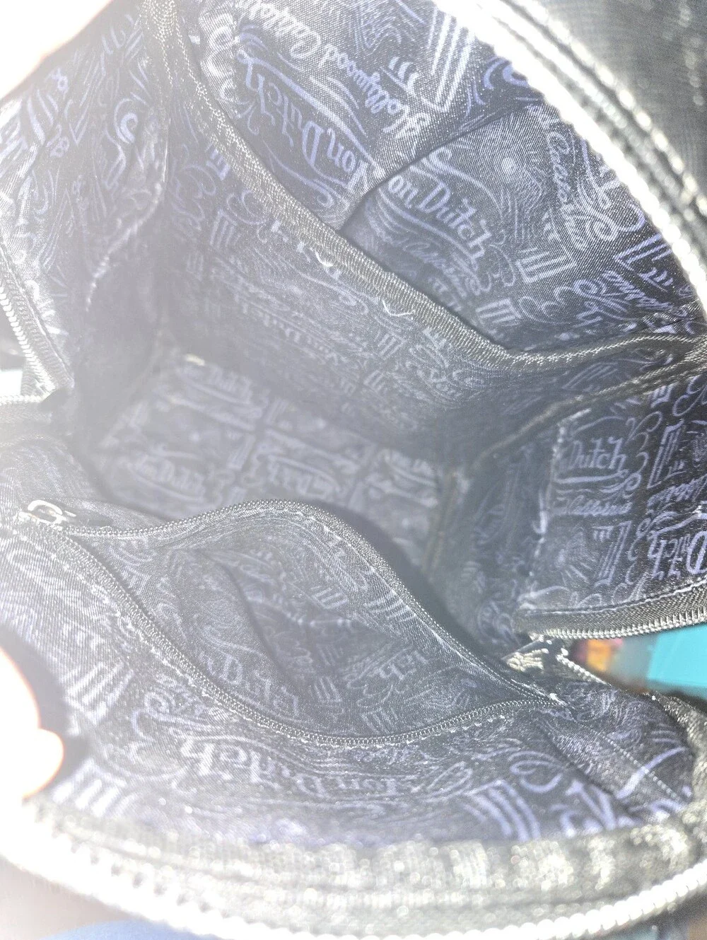 Von Dutch Black Backpack with Red & Yellow Graphic Patches